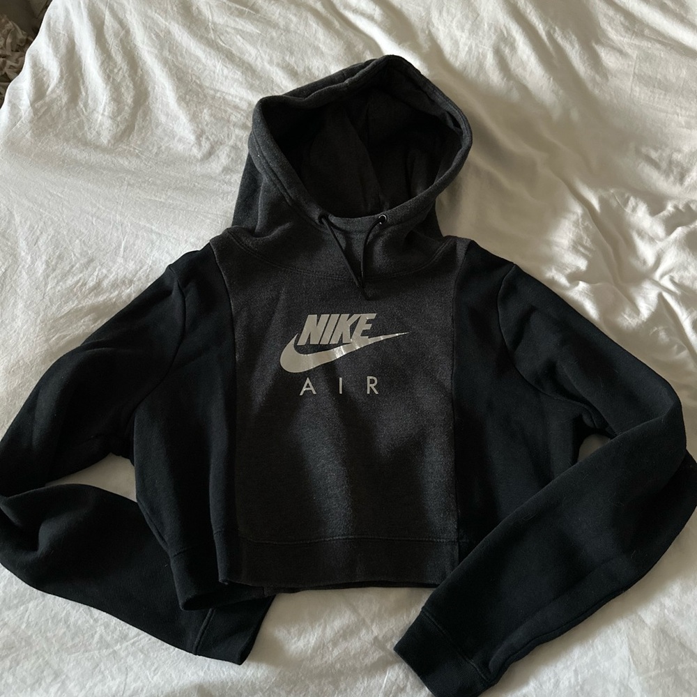 Nike Air silver foil cropped hoodie NWOT